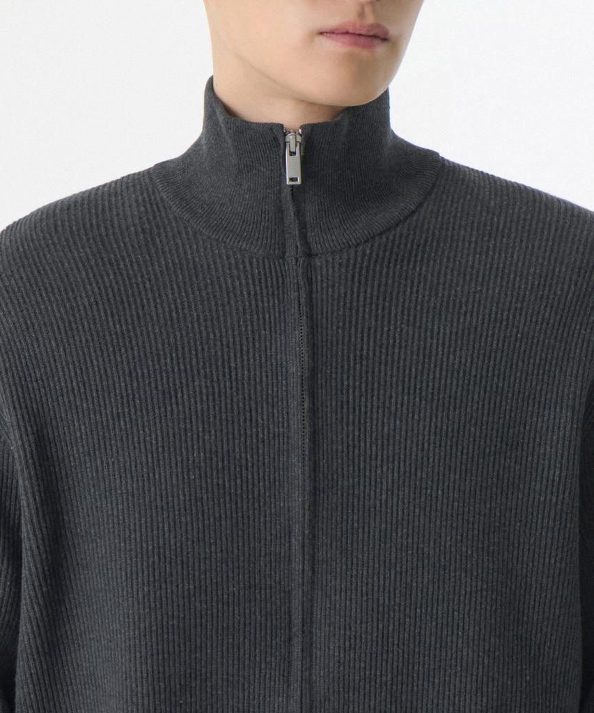 MUSINSA STANDARD Cotton High-Neck Knit Zip-Up [Medium Gray]