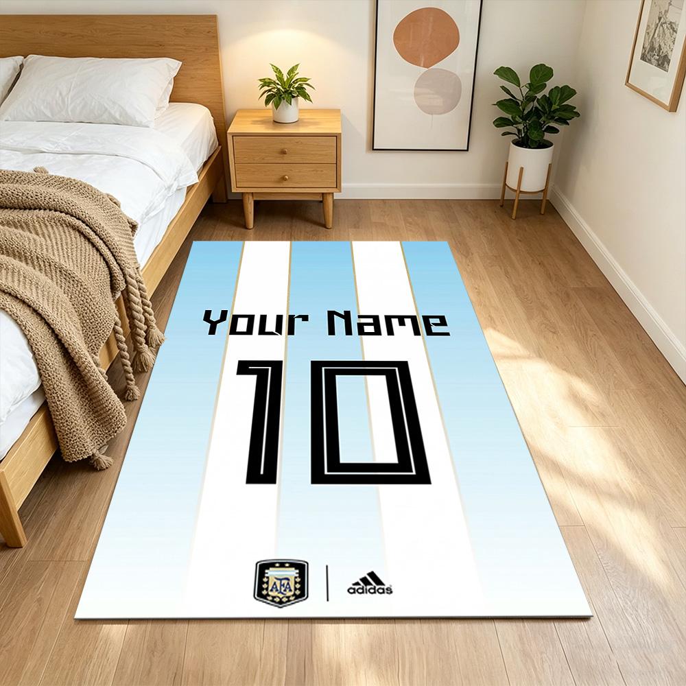 Football Messi Customize Your Name Floor Mat Design for Outdoor Study room Kitchen Decorate room Anti-slip Rug Office home decor Wedding Party Gift