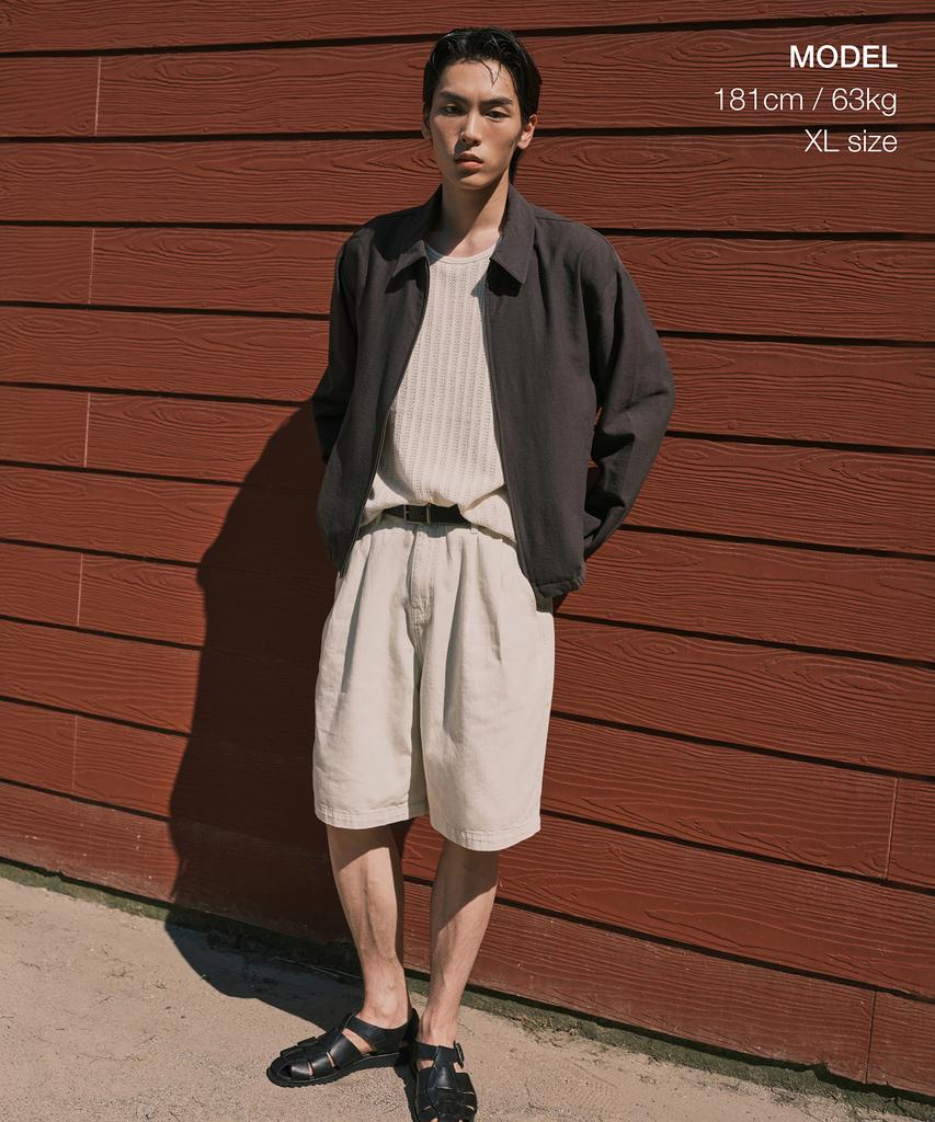 Musinsa Standard Linen Blend Minimal Blouson Jacket [Gunmetal]