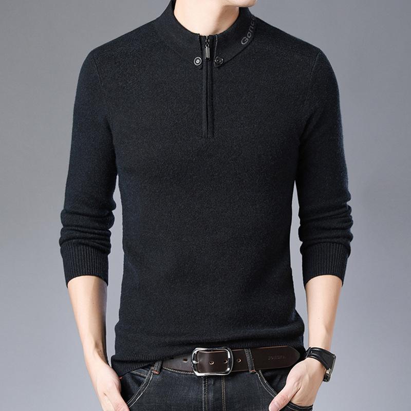 Осень и зима новый однотонный мужской свитер кардиган с пуговицами на лацканах мужской — фото 7