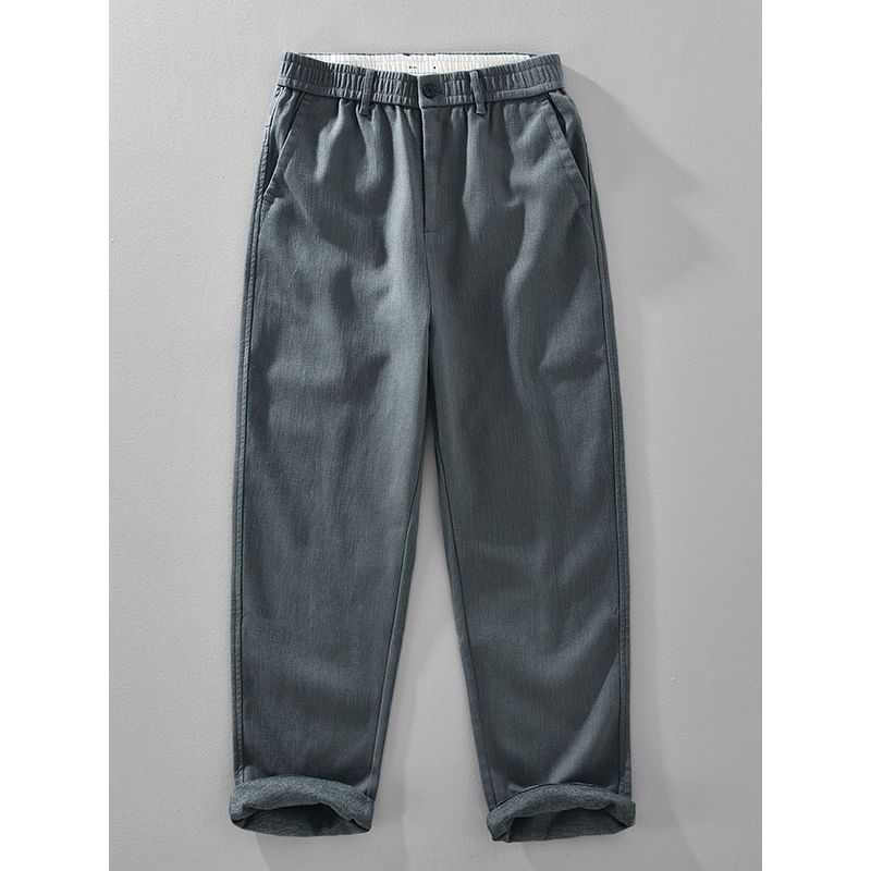 Foreign Trade Surplus Spring and Autumn Casual Linen Long Pants for Men, Cotton-Linen Loose Straight Pants, Thick Versatile Comfortable Ramie Pants