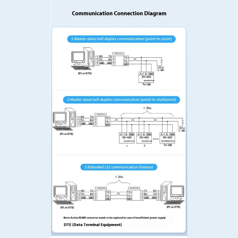 RS232 toRS485 Converter Adapter Plugs And Play Support 1200M Communication Surge Protections For Industrial Equipment