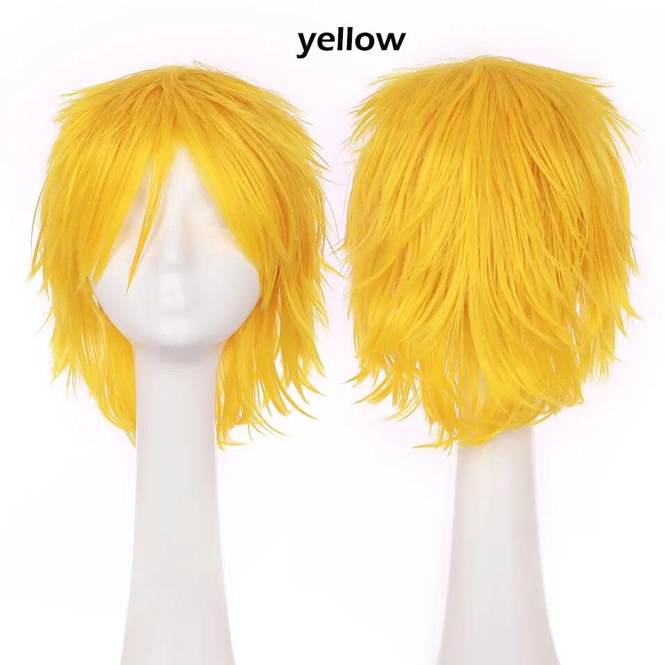 S-noilite Synthetic Short Wig Blue Brown Black Women Men Cosplay Costume Party Head Wigs Hair