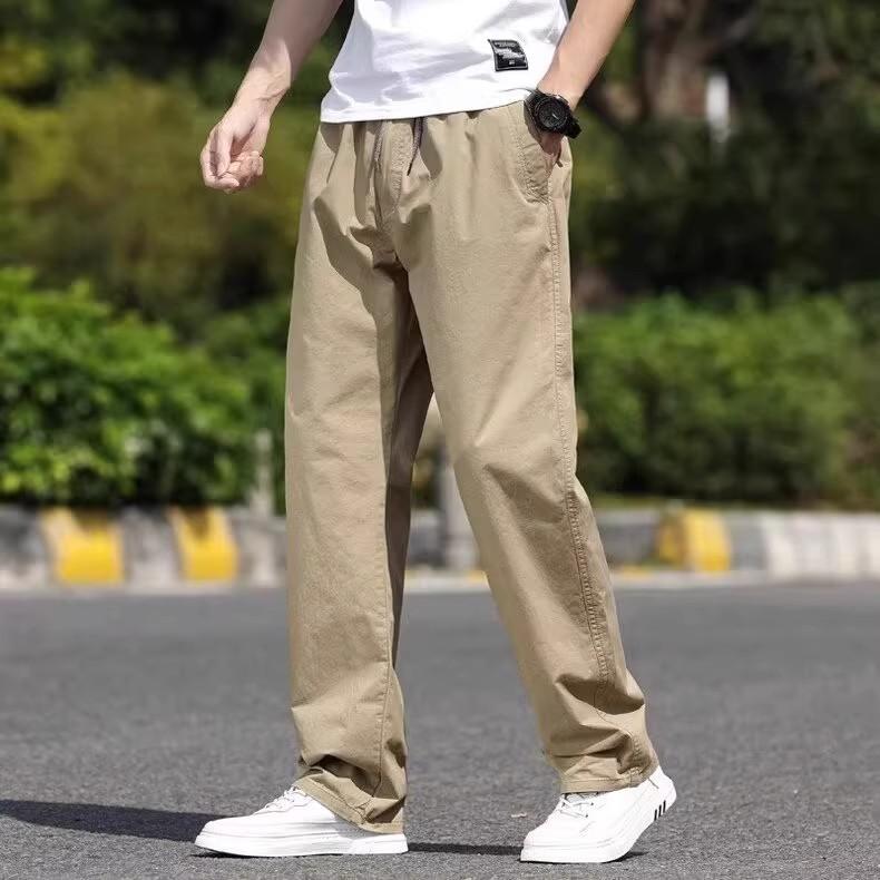 Solid color casual pants American men's autumn and winter new men's pants loose straight elastic large size Japanese pants