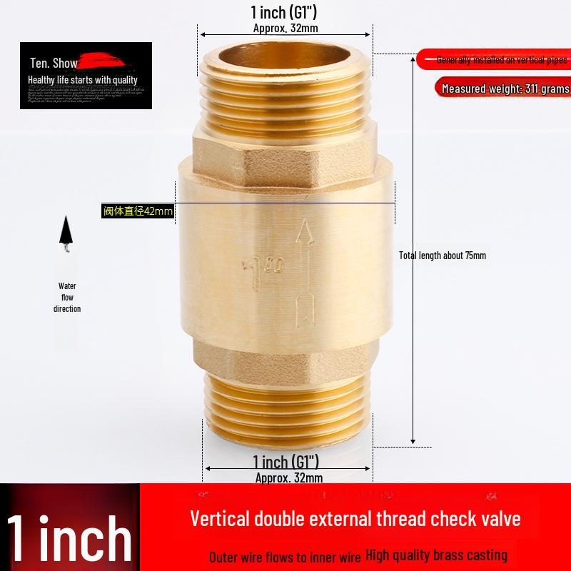 Miedziany zawór zwrotny pionowy i poziomy 4/6 punktów, 1 cal do rur wodnych i grzejników