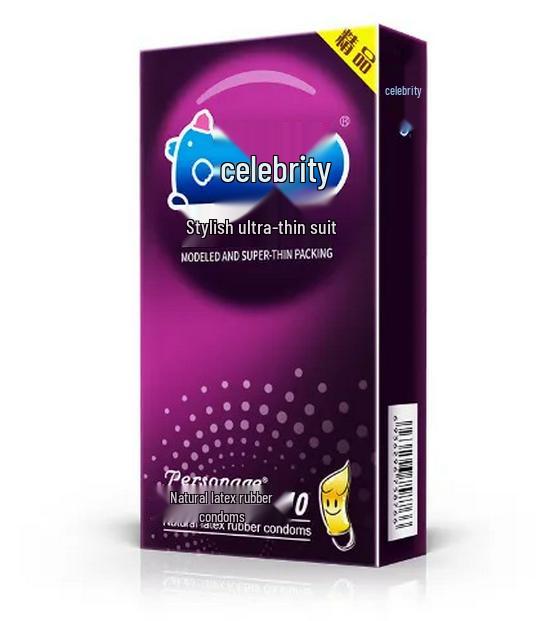 Celebrity Ultra-Thin Condoms: Dynamic Particle Design, Threaded, Stylish, Smooth, 0.02mm, Lubricated for Enhanced Sensation.