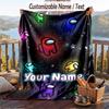 Among Us Flannel Blanket, Personalized Custom Name Text, Soft Warm Plush Throw Blanket For Gift