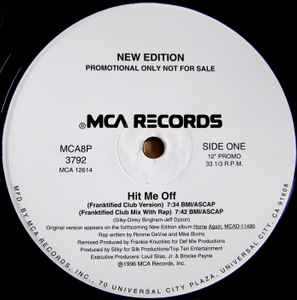 

12inch Record NEW EDITION Hit Me Off MCA8P3792 MCA 199 US Dance Electronica Used