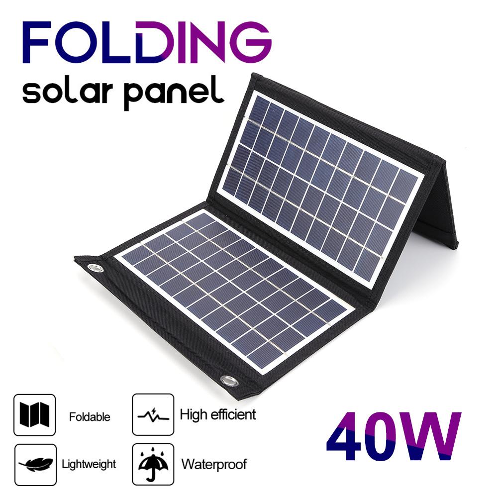 Foldable Solar Panel 5V Dual USB Portable Waterproof Panel For Cell Phone Power Bank 30/40/50W Battery Charger Outdoor Tourism