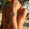 Vintage strukturierter Muschel-Edelstahl-Armreif für Damen, maritimer Stil, wasserdichtes Manschettenarmband, Schmuck