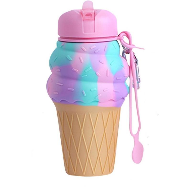 Fashion Creative Student Sports Silicone Bottle Portable Outdoor Travel Kettle Cute Children Silicone Cup