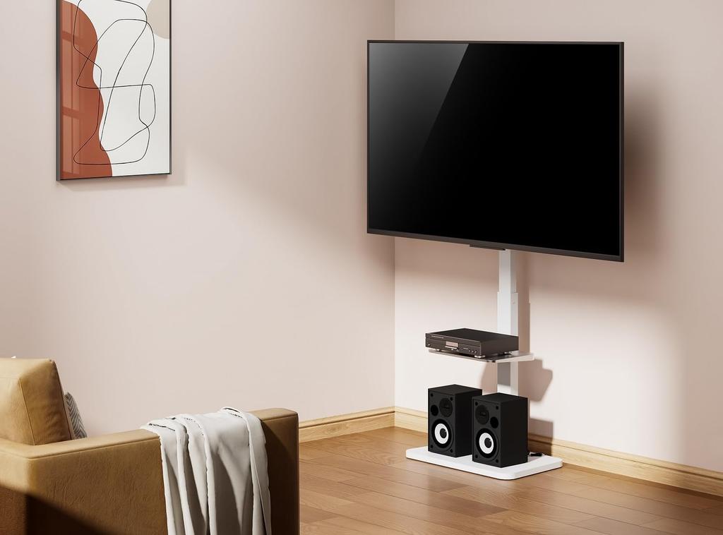 Soporte VESA Blanco Compatible con TV Green House con Capacidad de Carga, Estilo de Pie, Montaje en Pared, 37-75 pulgadas, 40 kg, Ancho 200-600/Altura 200-400, GH-TVFB-WH