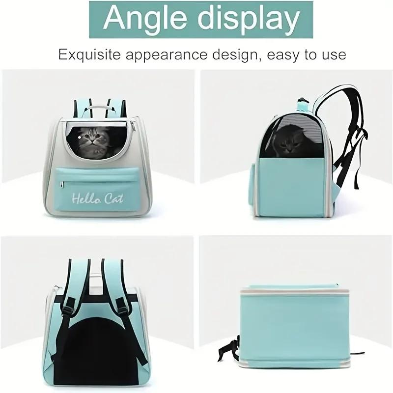 Hello Cat Breathable Pet Backpack - Transparent Window Design - Portable Outdoor Travel Bag - Suitable for Cats and Small Dogs