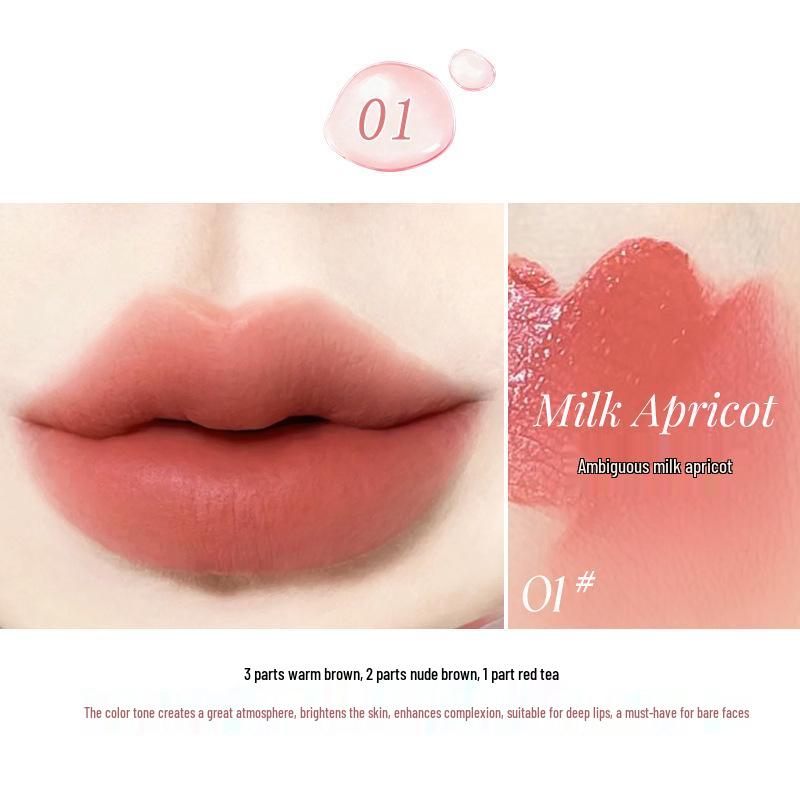 NOVO Light Mousse Bare Feel Matte Waterproof Lip Gloss - Stain-Resistant, Whitening, Water Mist Finish.