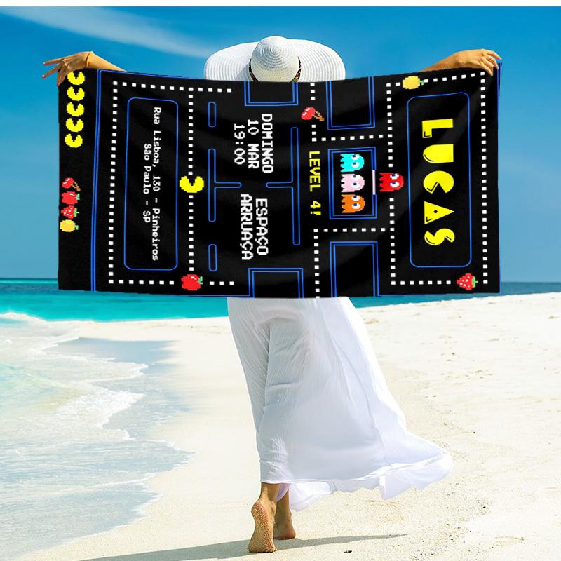 1pc Pacman Adventure beach towel,quick drying absorbent beach towel,outdoor sports swimming beach towel,Soft and comfortable Y73056