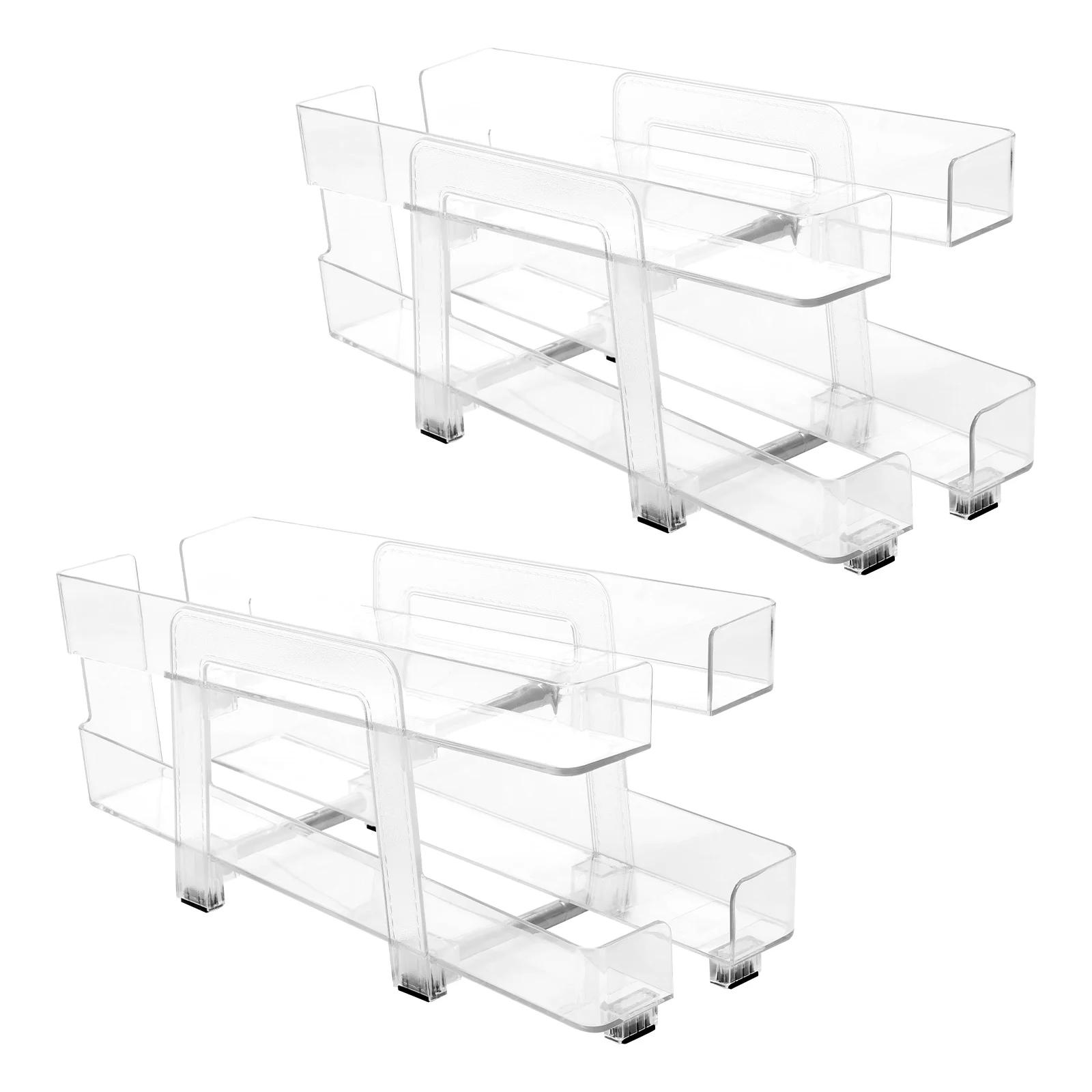 

2Pcs Soda Can Organizer 2 Tiers Beverage Dispenser Rack Width Refrigerator Freezer Organizers Can Dispenser Kitchen Accessories