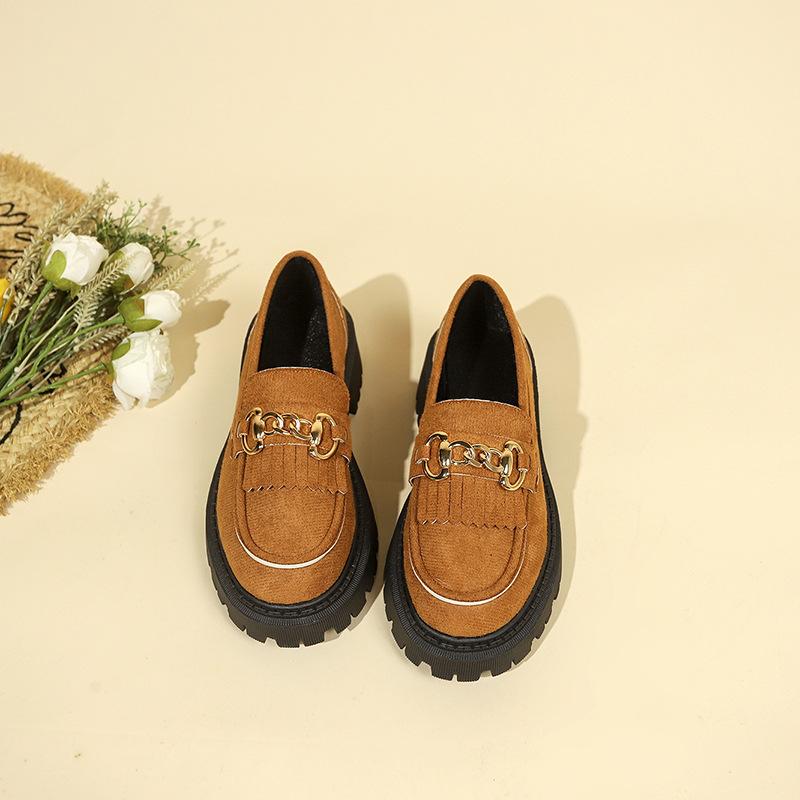 

Маленькие кожаные туфли большого размера для женской осени 2025 года, новые, на толстой подошве, с одной педалью 42 коричневый