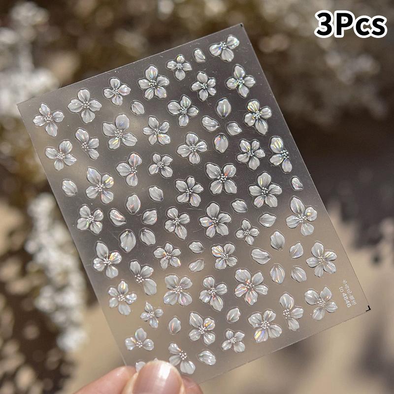 

3 шт. Наклейки для дизайна ногтей в виде ракушек и цветов, самоклеящиеся, украшения-шармы для ногтей, стереоскопические наклейки, аксессуары белый