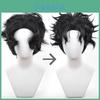 Premium Black Short Hair Cosplay Wig For Anime Characters Featuring High Temperature Fiber Material