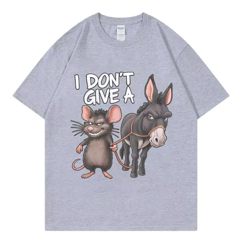I Don't Give A Rats Ass Sarcasm Funny T-shirt High Street Trend Fashion Short Sleeve T Shirt Unisex Casual Loose Cotton T-shirts