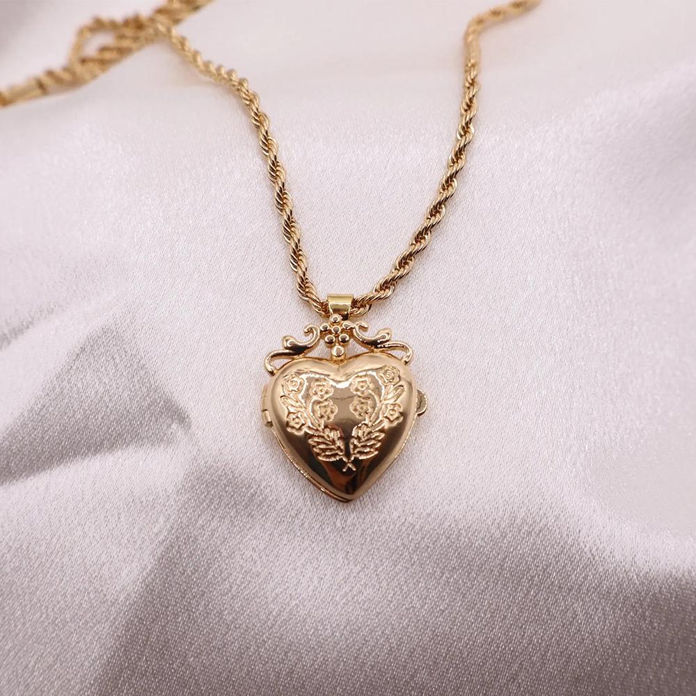 Heart-Shaped Necklace Heart Locket Non-Tarnish Couples Necklaces Lockets Necklace  for Women