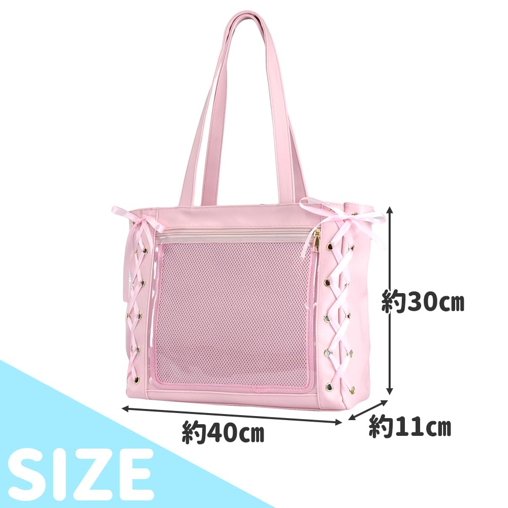 [Ita Bag] Show Off Your Merchandise Show-Off Tote Bag with Transparent Pockets. Large Capacity, Perfect for Storage, Travel, Photoshoots, Live