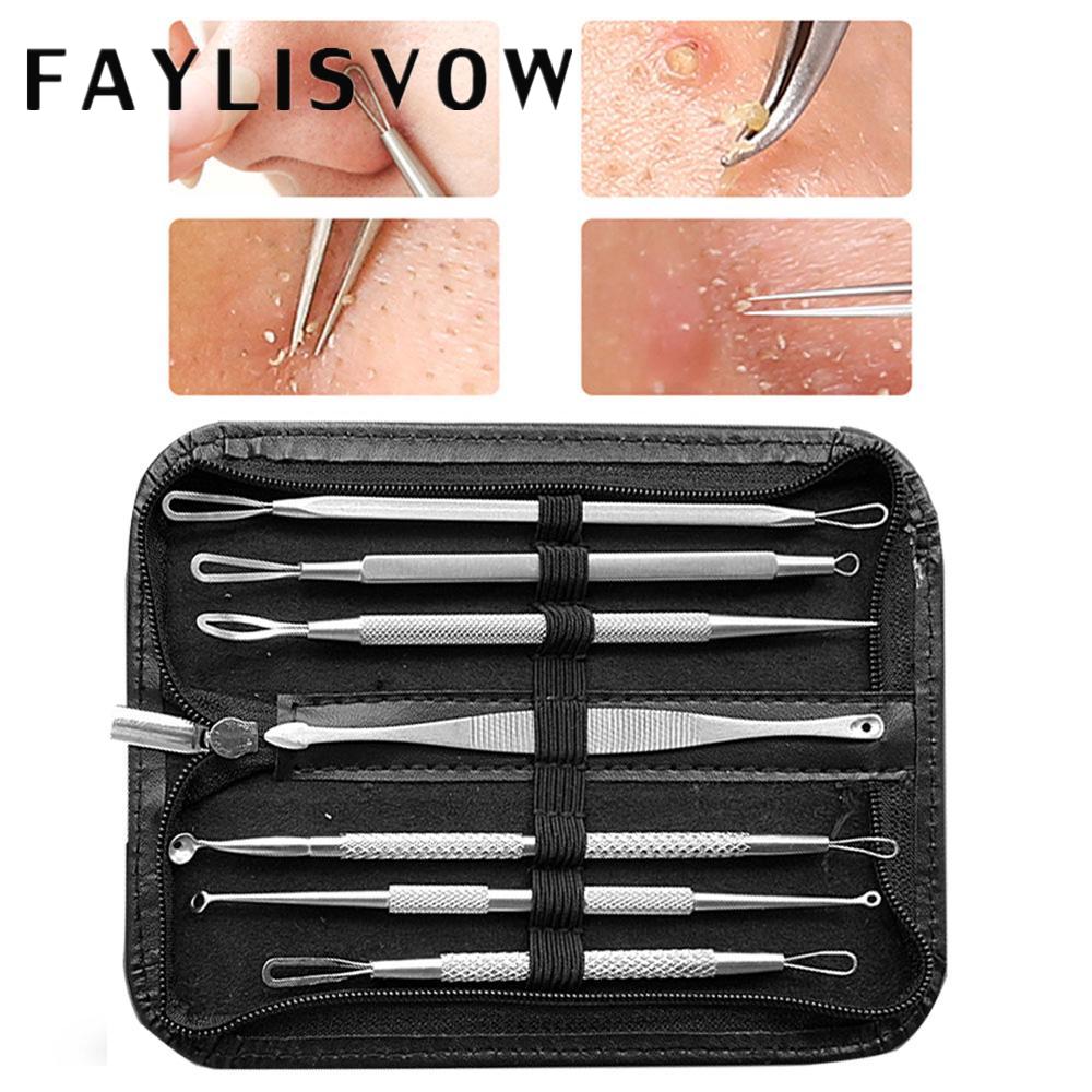 7Pcs Blackhead Extractor Tool Vacum Blackhead Remover Tweezer for Pimple Blemish Acne Extractor