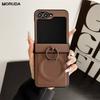 Leather Ring Holder for Magsafe Case for Samsung Galaxy Z Flip 6 5 4 3 7 Flip6 Flip5 Magnetic Bracket Shockproof Cover