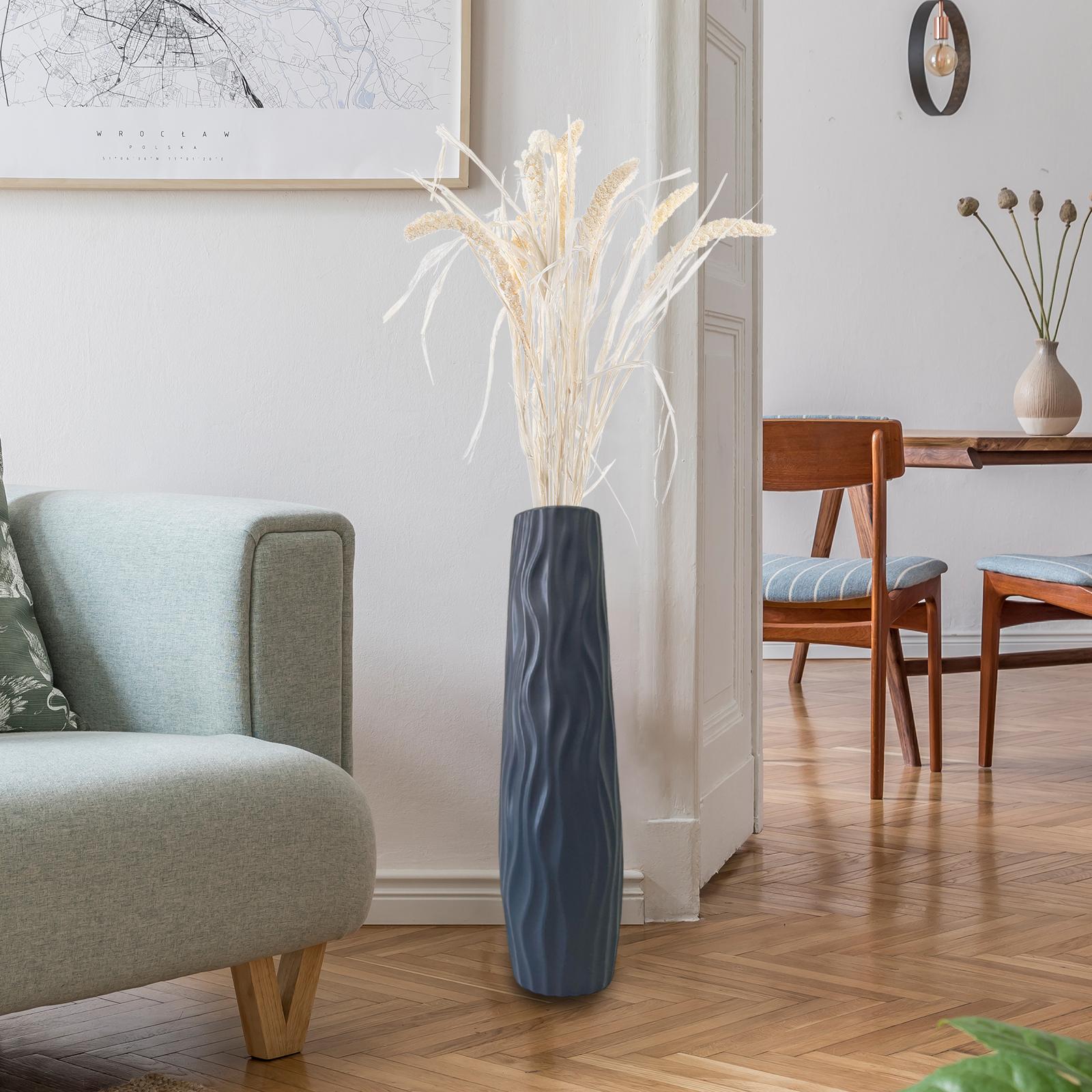 Пластиковая высокая ваза стоящая очень большая напольная ваза современный подарок домашний декор 58см серый