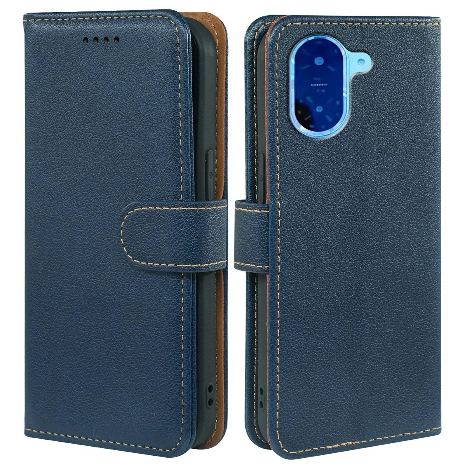 

For Xiaomi Redmi A5 4G (171.7mm)/Poco C61 4G Case RFID Blocking Wallet Litchi Texture Leather Phone Cover Magnetic Clasp Blue