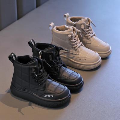 Stivale da Neve Classico per Bambini Nero Cachi Ragazza Stivali Invernali Fondo Spesso Antiscivolo Bambini Casual Ragazzo Moda Stivali in Cotone Semplici