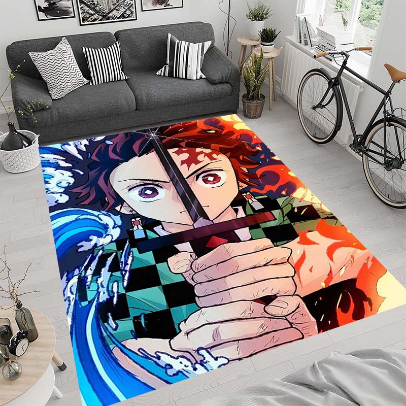 Anime-themed Kamado Nezuko Kimetsu No Yaiba Rug, Suitable for Playrooms, Bedrooms, Living Rooms, Sofas, and Other Home Décor;