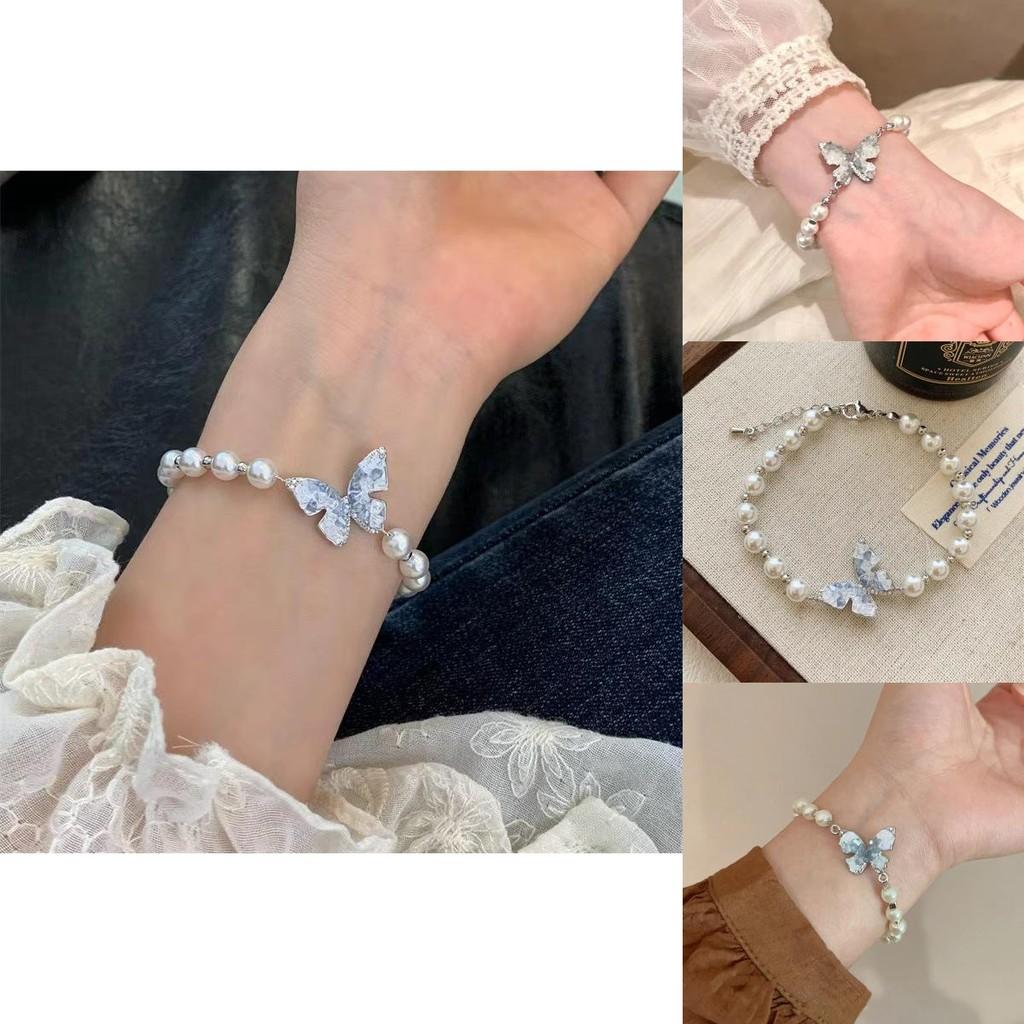French Style Luxurious Pearl Butterfly Bead Bracelet Chic And Unique Jewelry Handmade