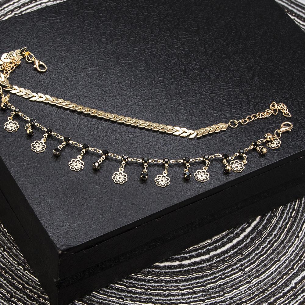 Bijoux créatifs, personnalité de la mode exagérée rétro sculpté double couche en alliage à franges cheville décoration de pied