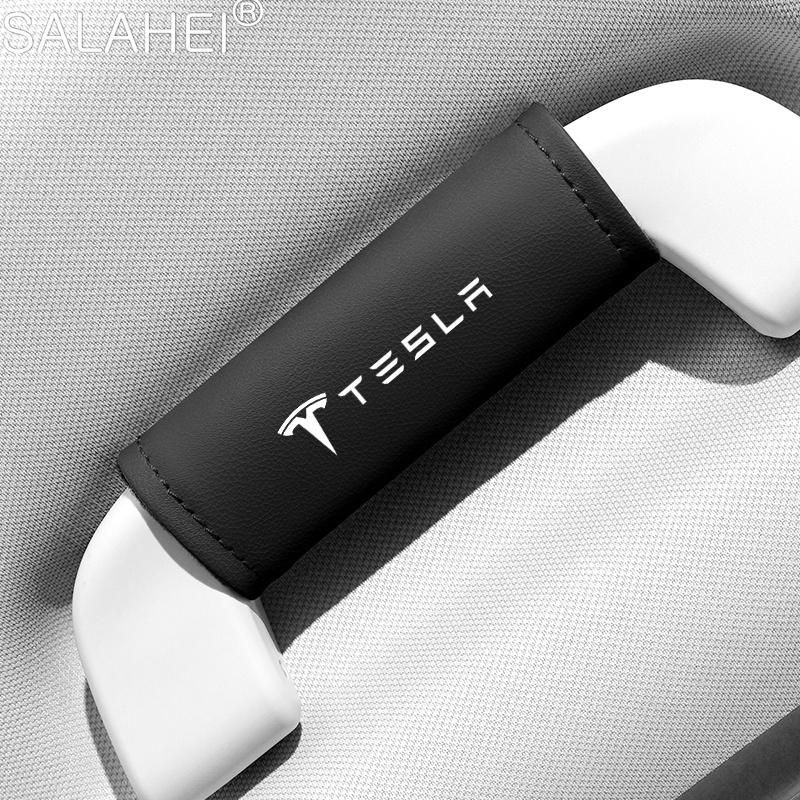 

Car Roof Armrest Pull Handle Gloves Soft Leather Handle Protect Cover For Tesla Model 3 Model Y Model S Model X Auto Accessories
