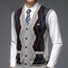 Hengyuanxiang Men's Thickened Wool Blend V-Neck Knit Vest