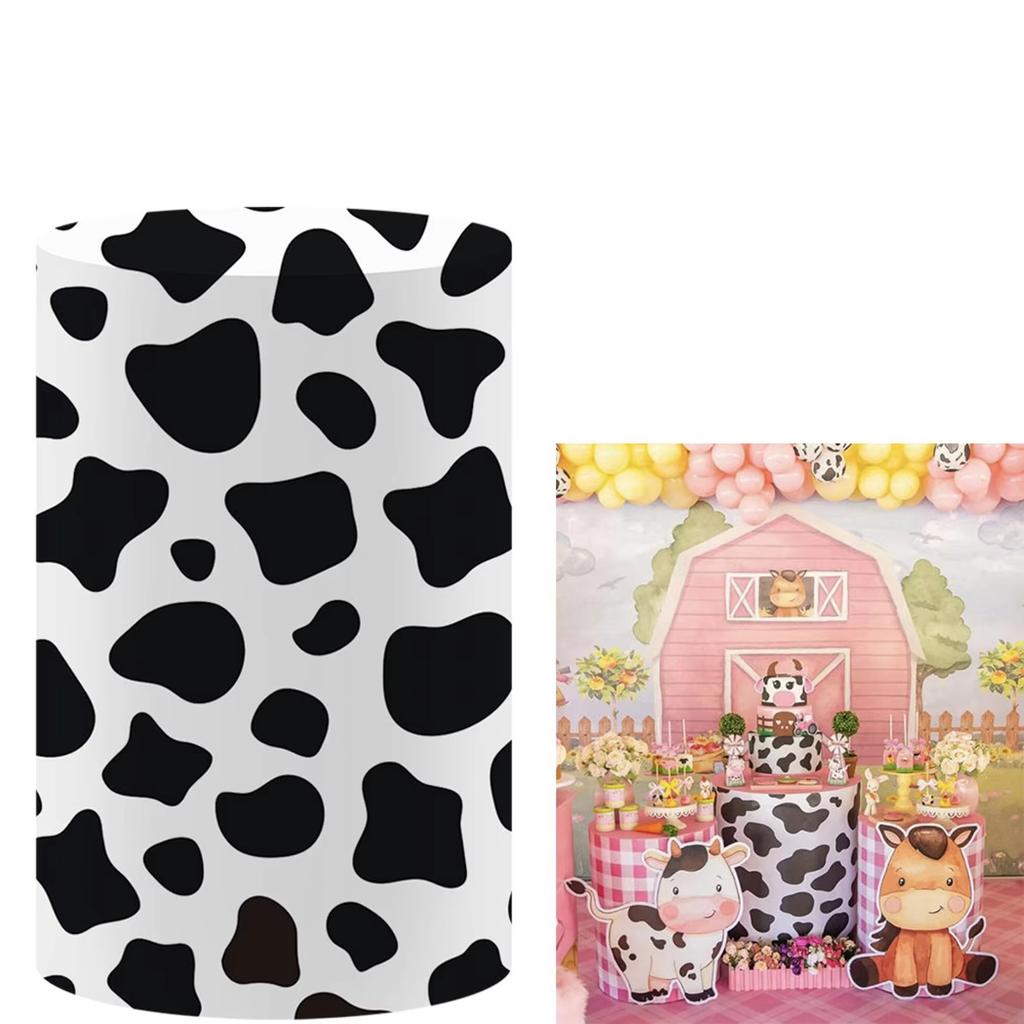BEPAN Pink Kuh-Thema Bogen-Säulen-Hintergrund anpassbar Baby-Geburtstagsparty Taufe Babyparty Dekorations-Requisiten Stretch-Stoff