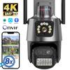 Noua cameră IP UE 4K 9MP HD pentru exterior 8X Zoom Trei lentile Ecran dublu Cameră PTZ Wifi 4MP Lumină poliție Alarma Supraveghere video Onvif ICSEE