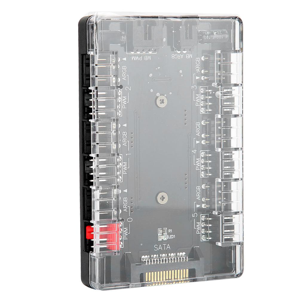 Fan Hub ARGB PWM Eingebauter Magnet SATA Interface Magnetische Tragbare Desktop-Computer Zubehör(ARGb