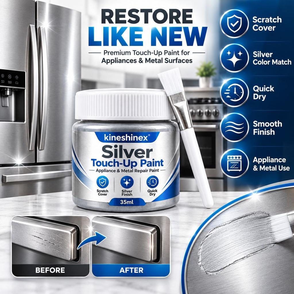Silver Touch-Up Paint 35ml, Appliance and Metal Repair Paint for Scratches and Paint Chips