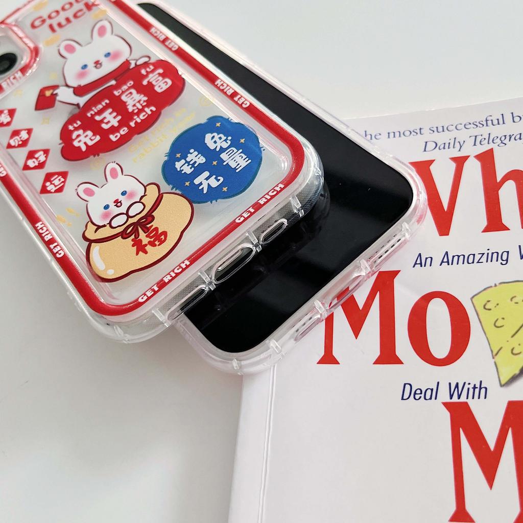 Ins Happy Rabbit Rich Cartoon Bunny Silikon Soft Lucky Phone Case für iPhone 13 12 11 14 Promax Pro Max Back Cover Capa