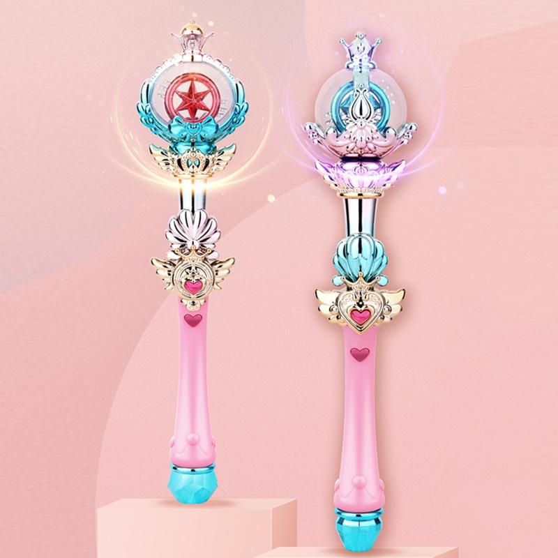Glowing Magic Wand Princess Stick Queen Scepter for Toddler Girls Outdoor Summer for Play Holiday Party Flea Market Supp