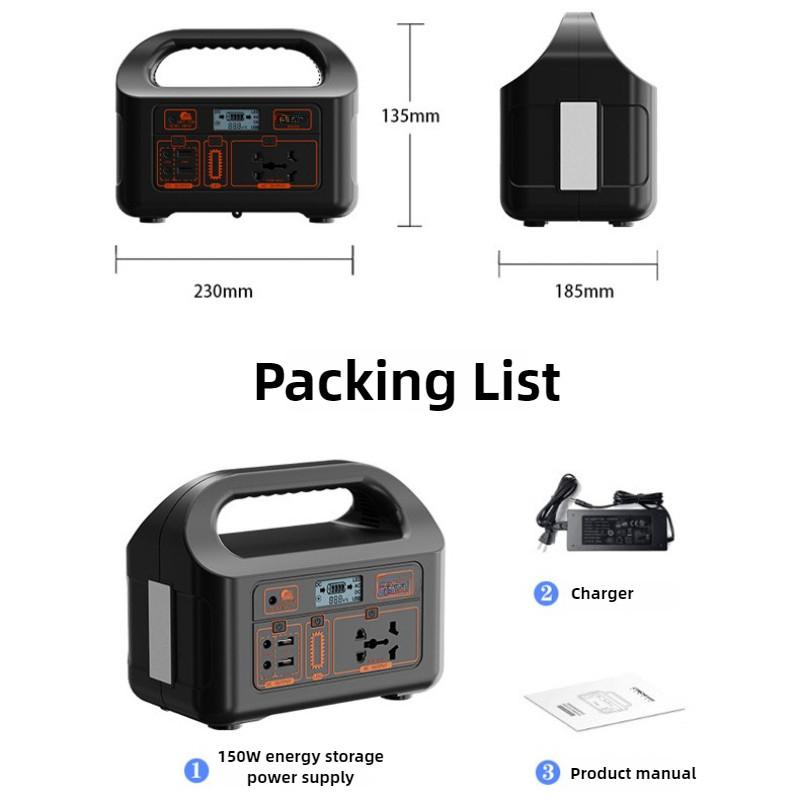 150W LED Display Mobile Energy Storage Power Station Travel Camping Emergency Power Bank Portable Outdoor Power Supply