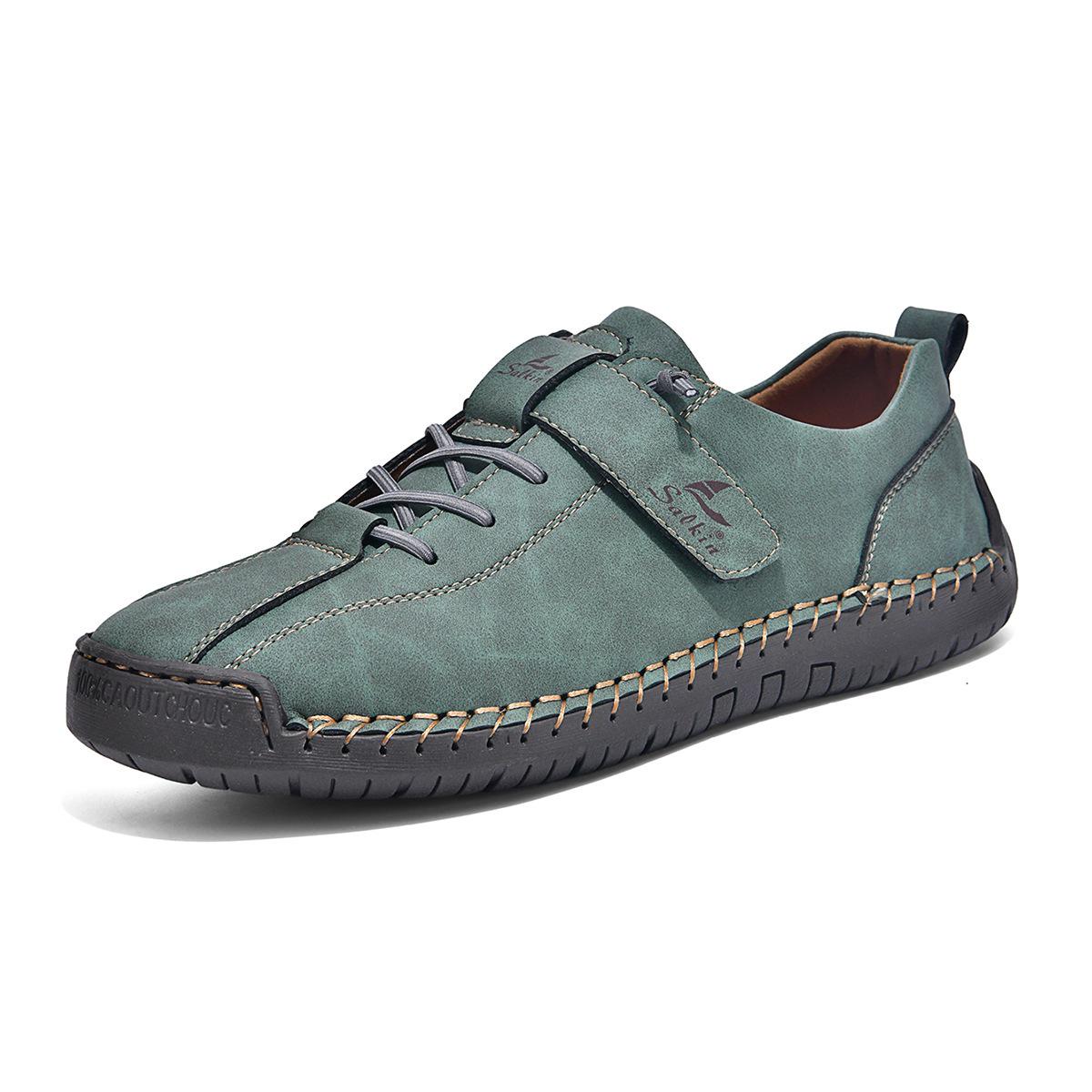 Four Seasons Plus Size Men s Hand-stitched Leather Slip-on Ankle Boots - Casual Cross-border Martin Style 46