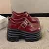 Fashion 2025 Women's High Platform Leather Shoes New Spring 8CM Heels Chunky Sneakers Female Lace-up Buckle Loafers Walking Shoes Woman