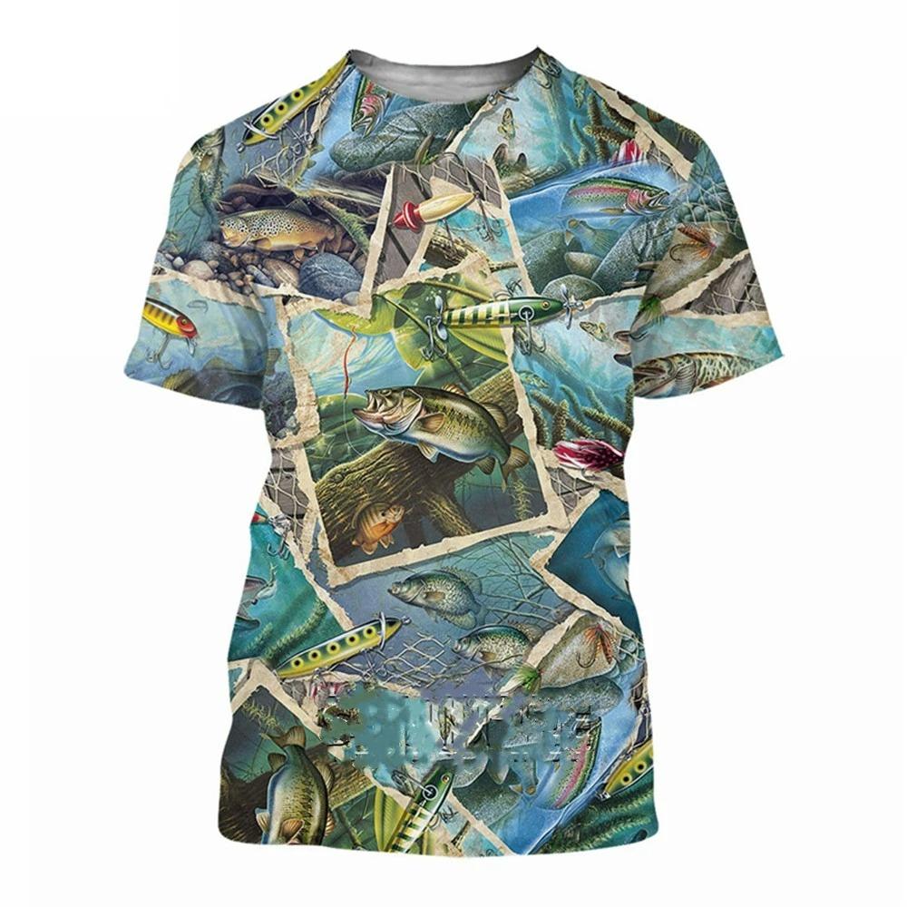 Summer Men's Tuna Marine Fish Personality 3D Printed Short O-Neck Sleeved Fishing T-shirt Casual Loose Fashion Trend Top