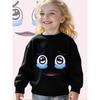 Kids Crewneck Sweatshirt, Cute Smiley Crying Face Tear Drop Graphic Print