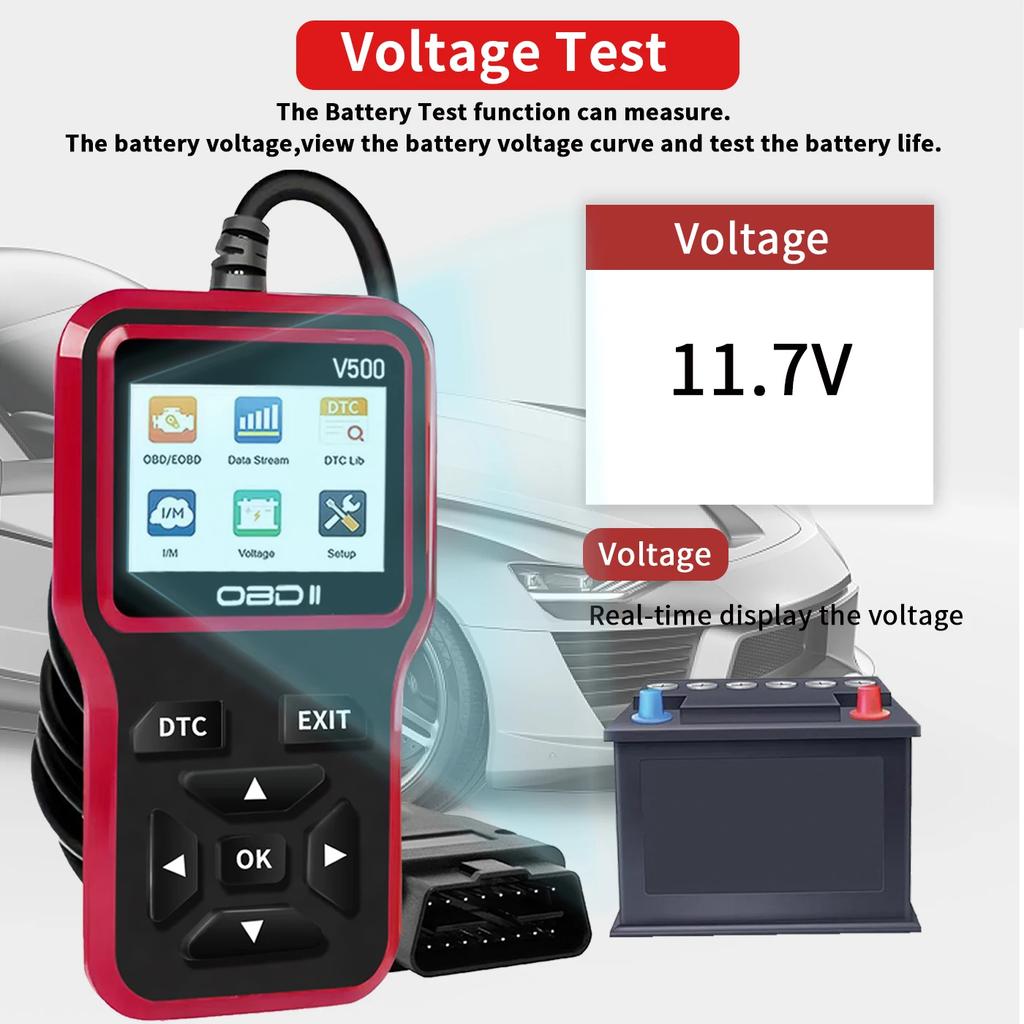 2025 Neuestes OBD2-Scanner-Diagnosewerkzeug - Kompletter Motorcode-Leser mit Datenstrom, I/M-Bereitschaft, Spannungstest und Löschfunktion, OBD-betrieben,