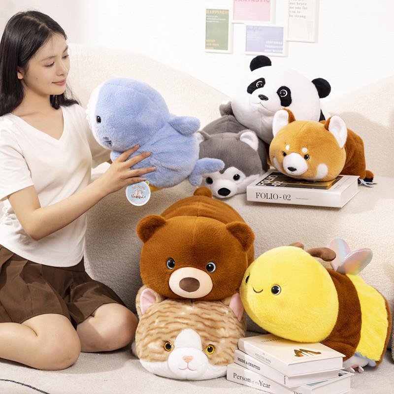 Plush Reversible Whimsical Animal Bee To Panda Shiba Inu Shark Cozy Doll For Children