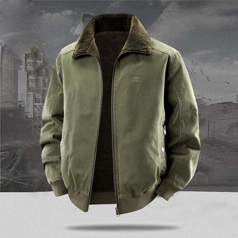 Men's Plus Velvet Double-Sided Lambswool Jacket - Large Size, Winter Warmth Coat